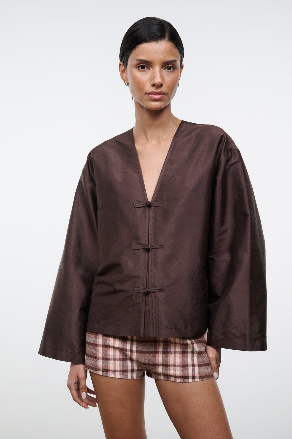 Vito Silk Dupioni Top | Earth