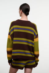 Serrano Cashmere Relaxed Crew | Nightowl Stripe