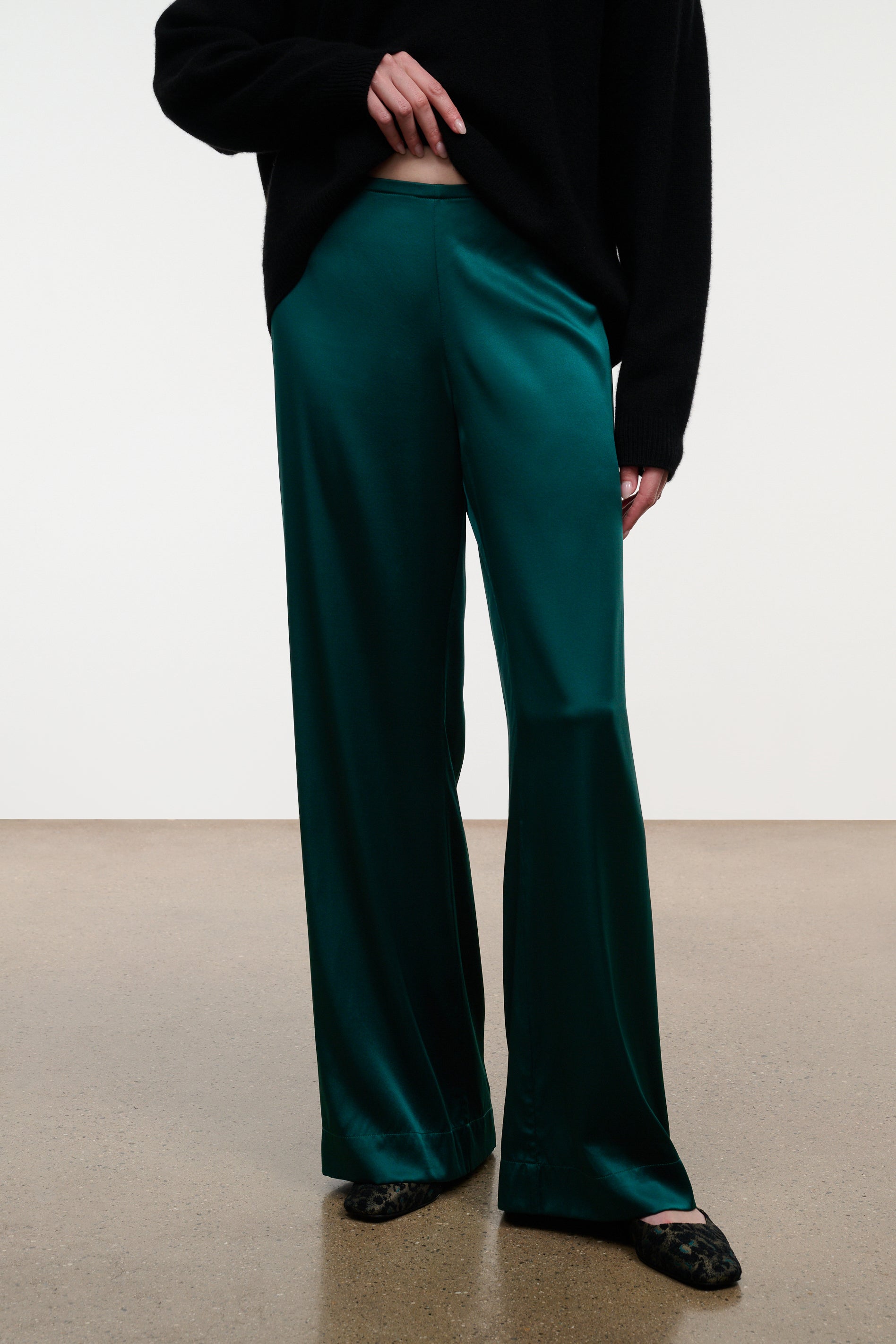 Stroll Silk Pant | Emerald