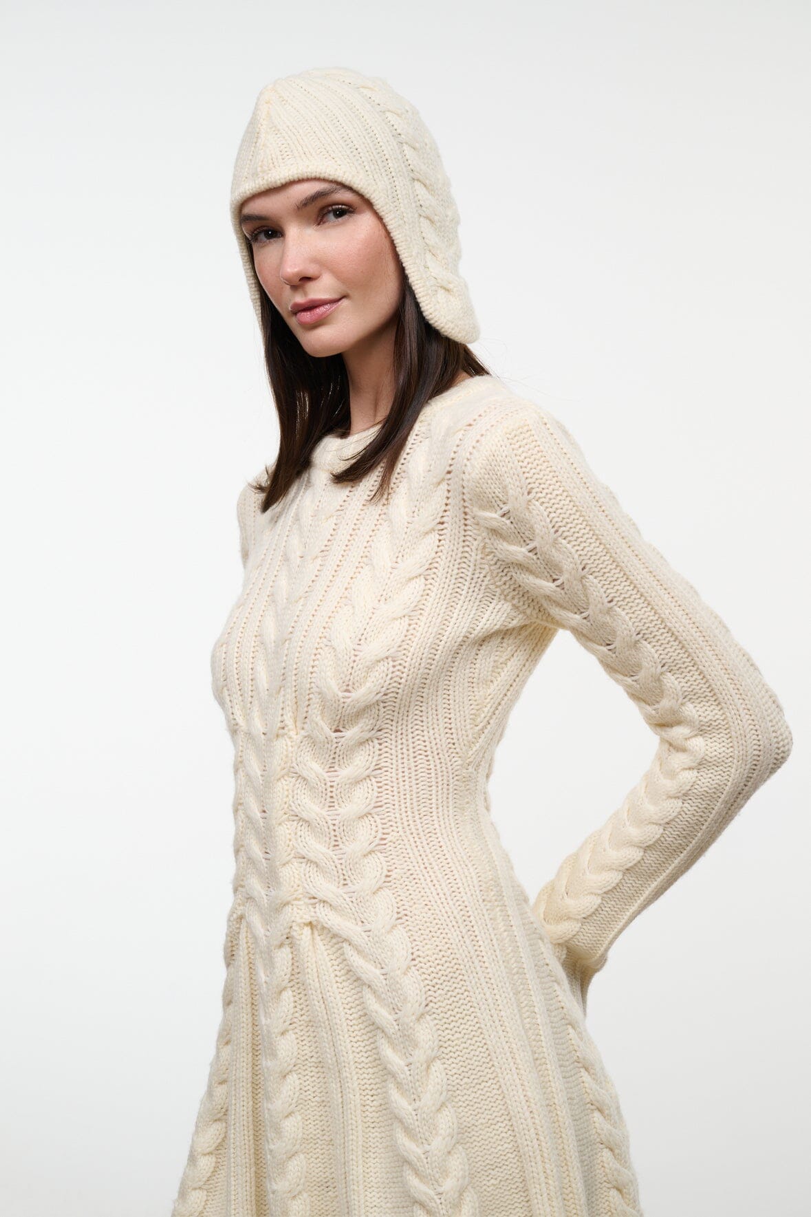 Cable Knit Alpine Cap | Ivory