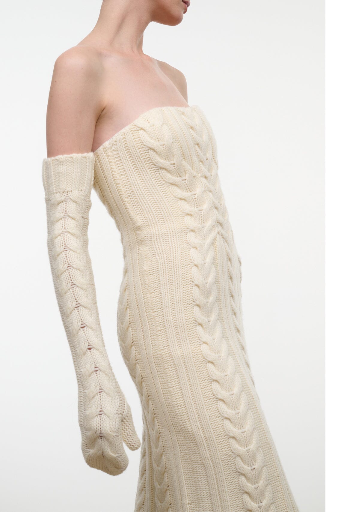Cable Knit Opera Mittens | Ivory