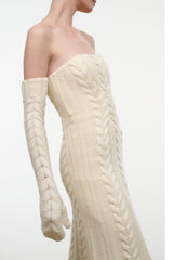 Cable Knit Opera Mittens | Ivory