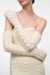 Cable Knit Opera Mittens | Ivory
