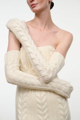 Cable Knit Opera Mittens | Ivory