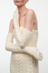 Cable Knit Opera Mittens | Ivory