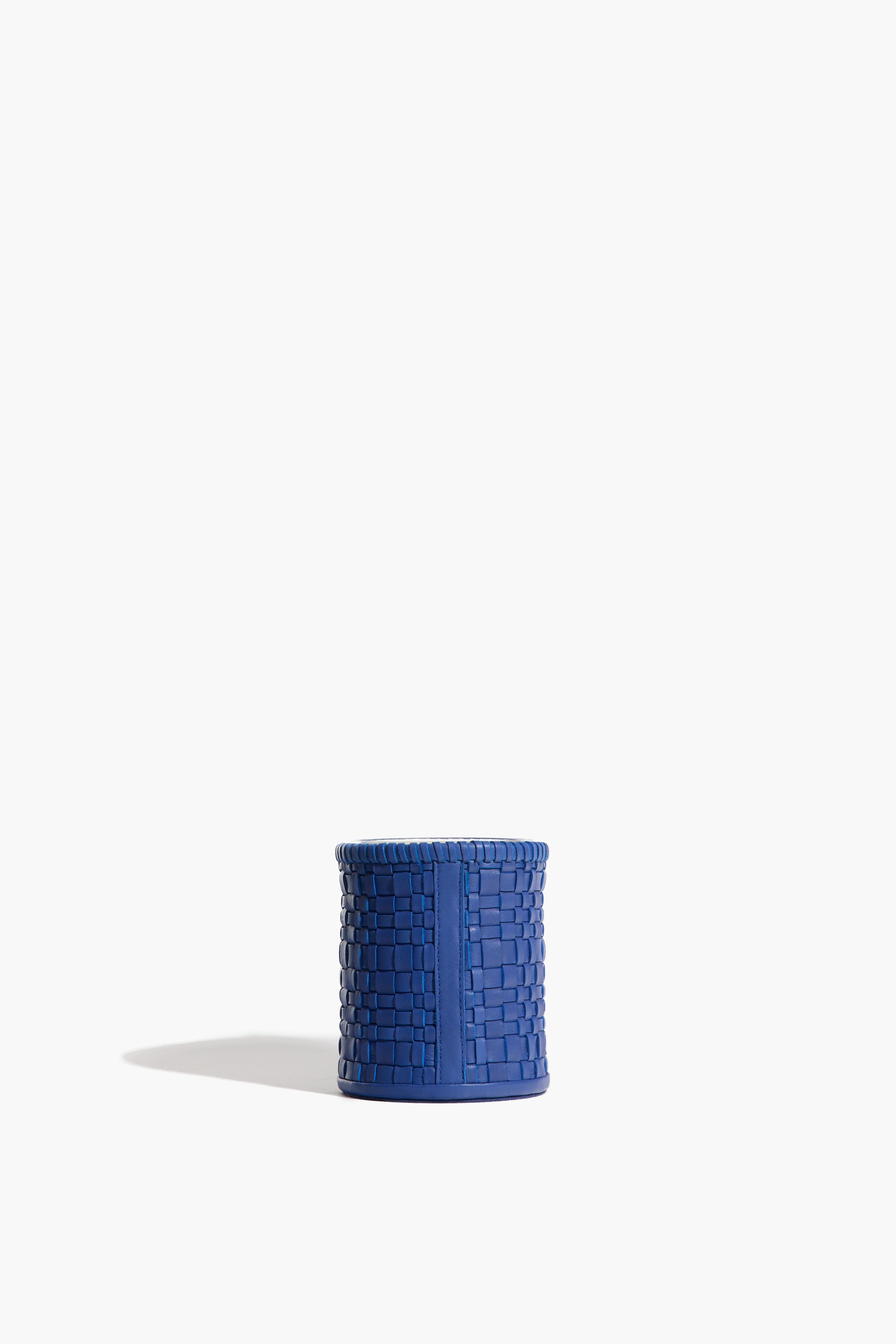 Rowe Woven Leather Candle | Henry Blue