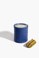 Rowe Woven Leather Candle | Henry Blue