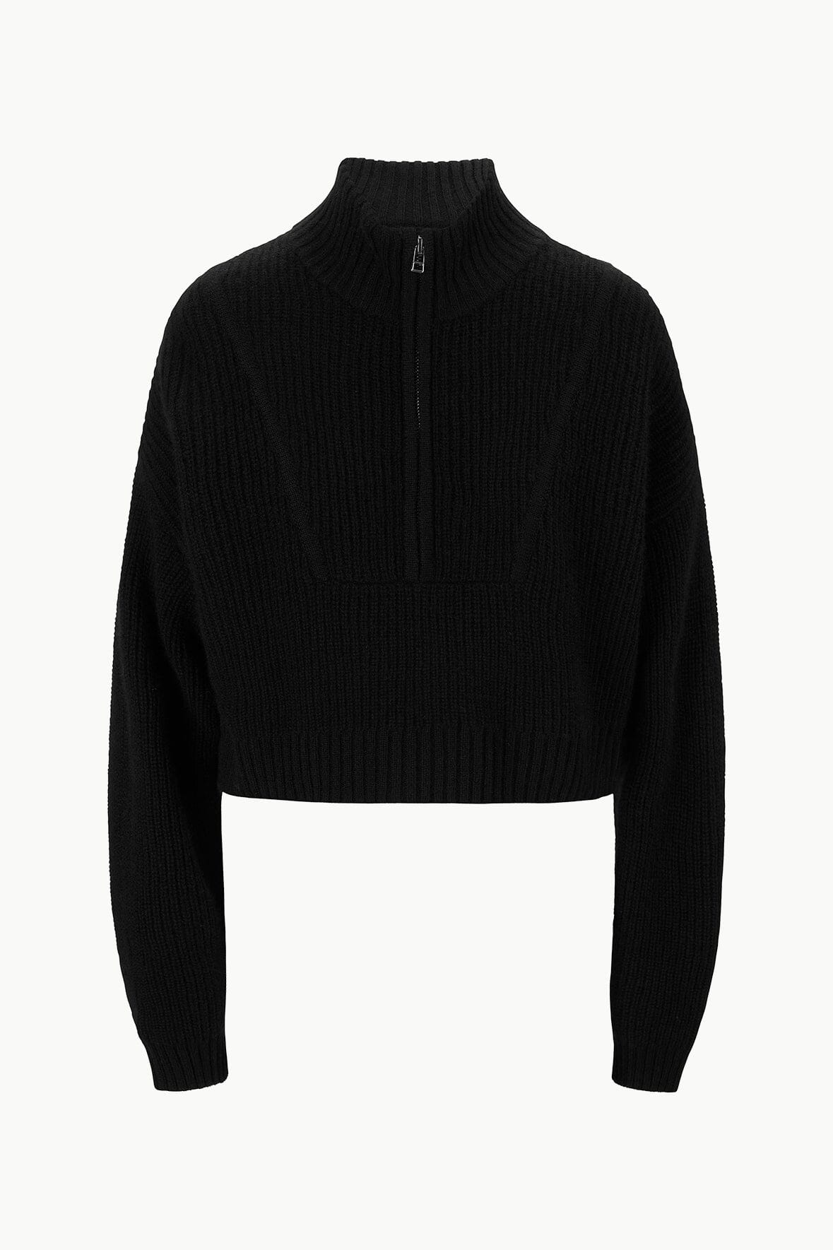 Cashmere Cropped Hampton Sweater | Black