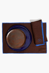 Saba Linen Placemats | Espresso Henry Blue