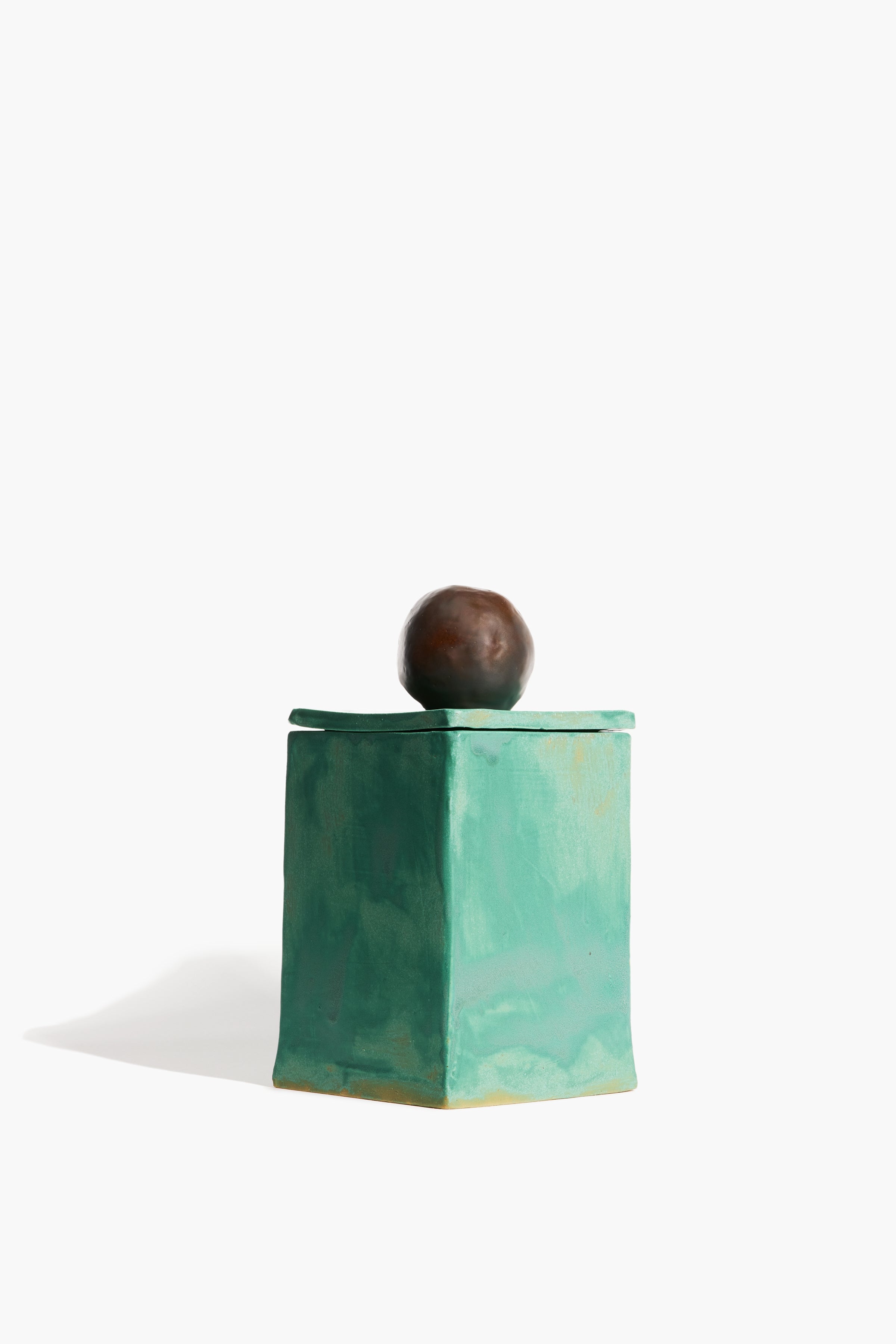 Small Moon-Lid Box | Satin Patina and Brown Glaze