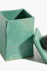 Small Moon-Lid Box | Satin Patina and Brown Glaze