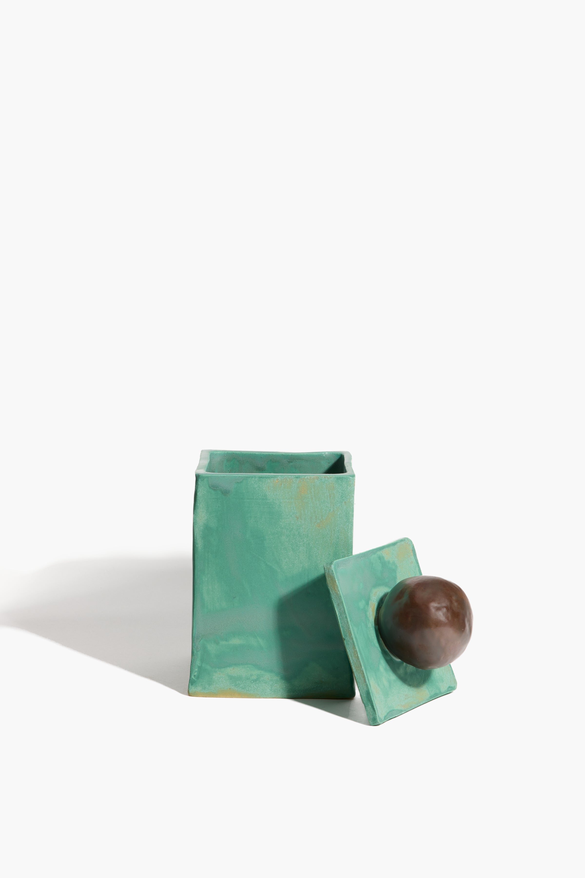 Small Moon-Lid Box | Satin Patina and Brown Glaze