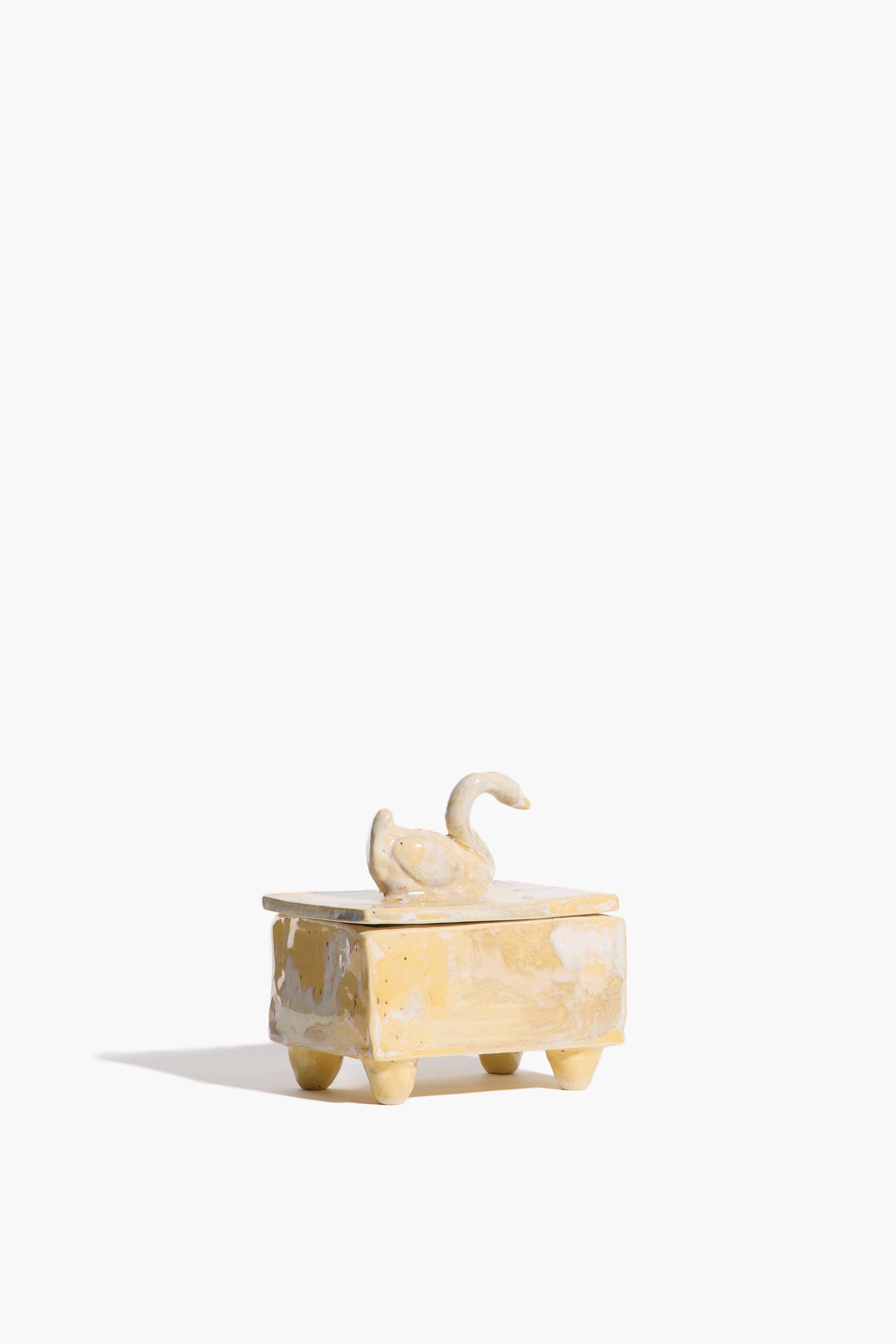 Swan Trinket Box | Natural Yellow Glaze