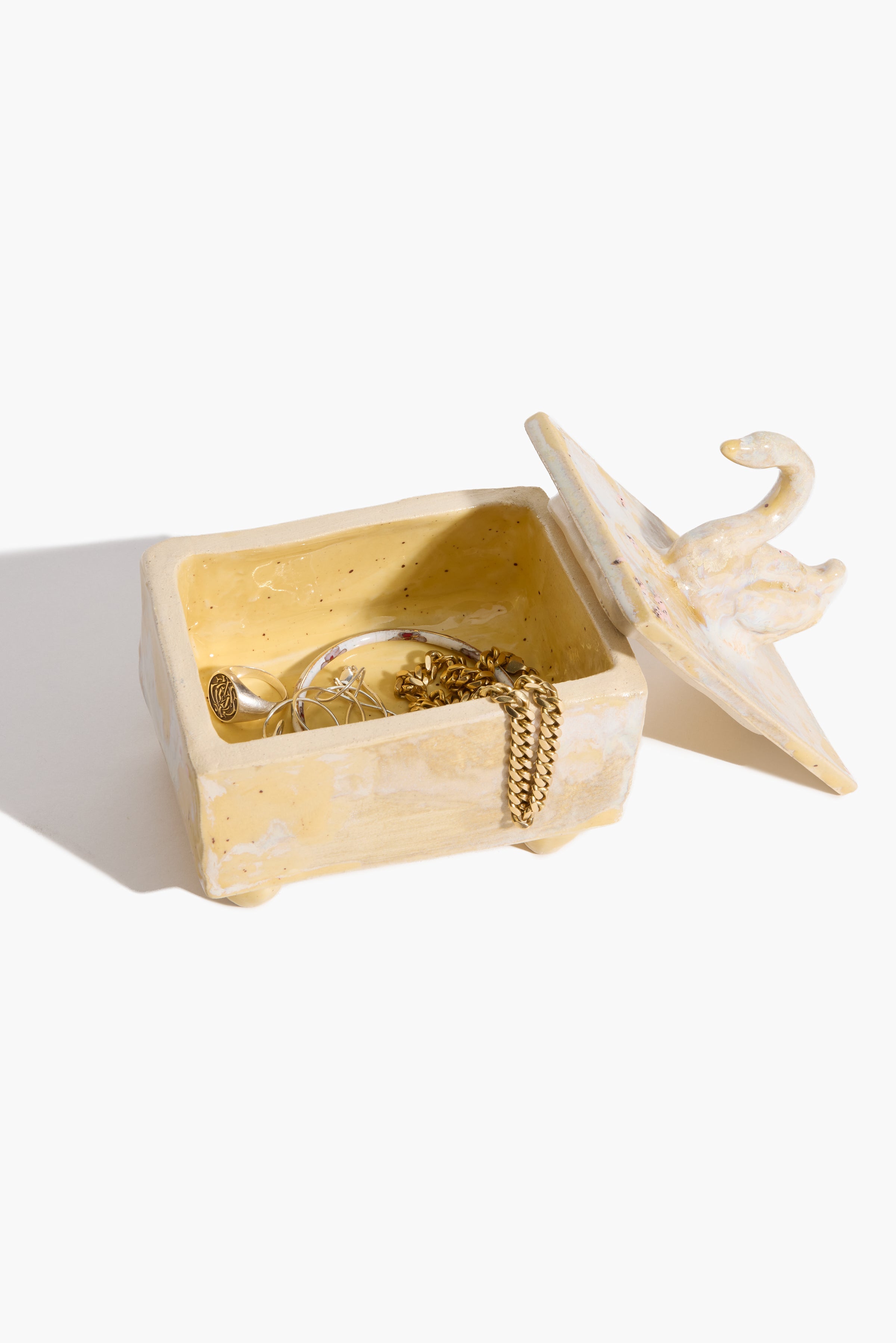 Swan Trinket Box | Natural Yellow Glaze