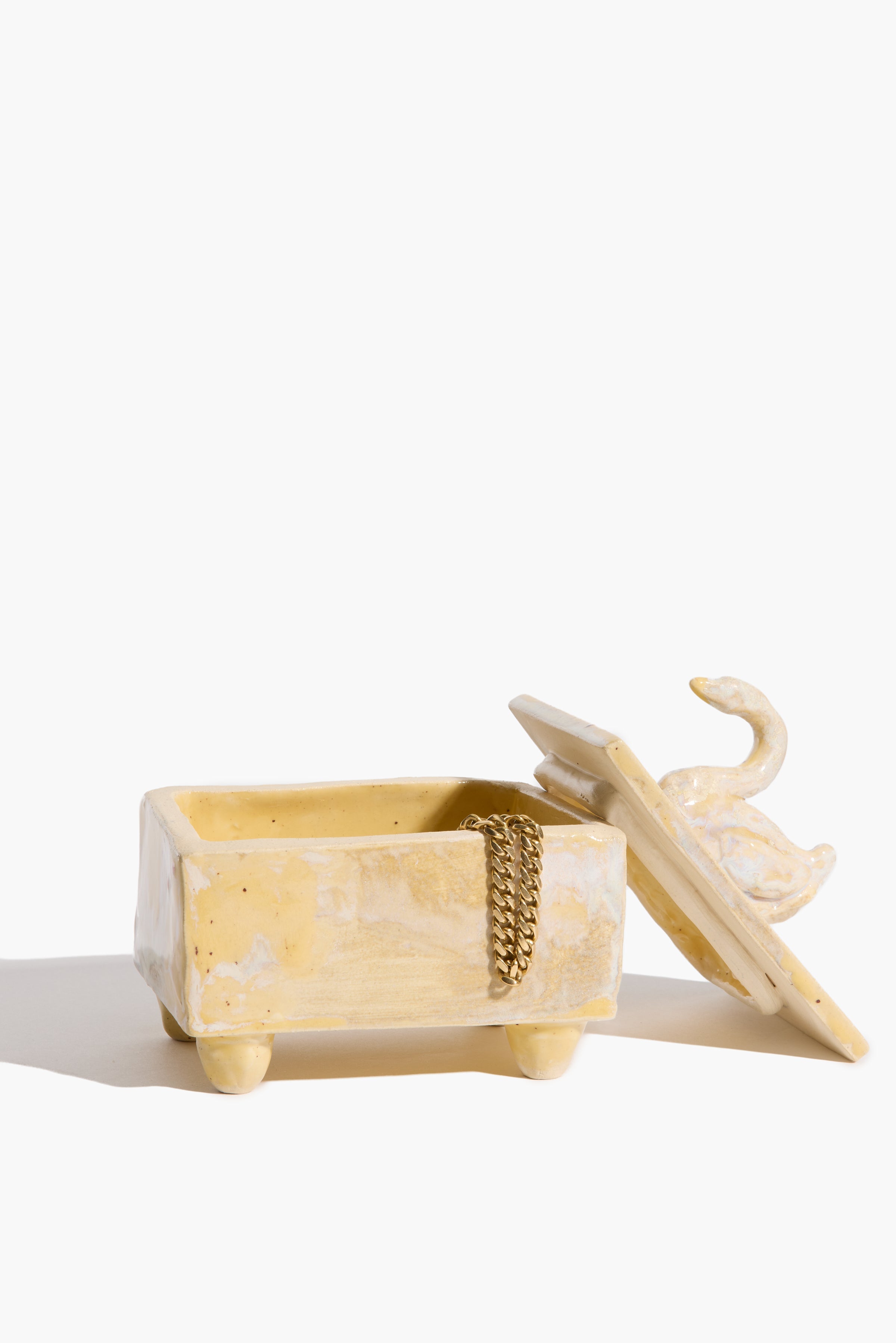 Swan Trinket Box | Natural Yellow Glaze
